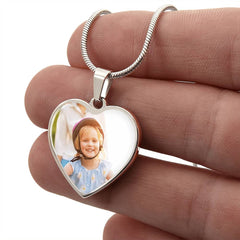 Upload Your Own Picture - Heart Necklace with Engraving