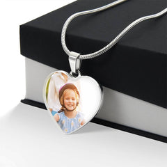 Upload Your Own Picture - Heart Necklace with Engraving