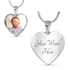 Upload Your Own Picture - Heart Necklace with Engraving