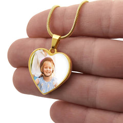 Upload Your Own Picture - Heart Necklace with Engraving
