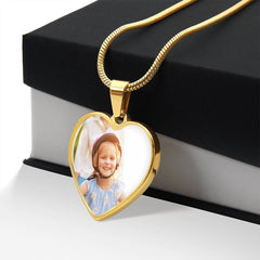 Upload Your Own Picture - Heart Necklace with Engraving