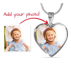 Upload Your Own Picture - Heart Necklace with Engraving