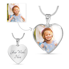 Upload Your Own Picture - Heart Necklace with Engraving