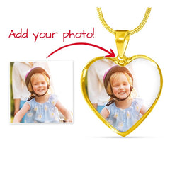 Upload Your Own Picture - Heart Necklace with Engraving