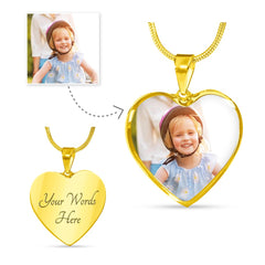 Upload Your Own Picture - Heart Necklace with Engraving